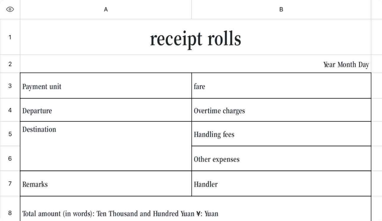 Receipt slip for the carriage of goods 1